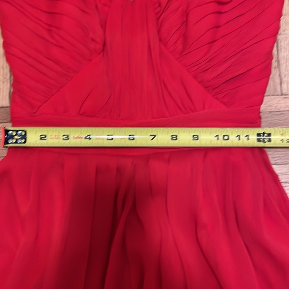 Badgley Mishka collection sz 2 red crepe strapless sweetheart gown - Picture 9 of 9
